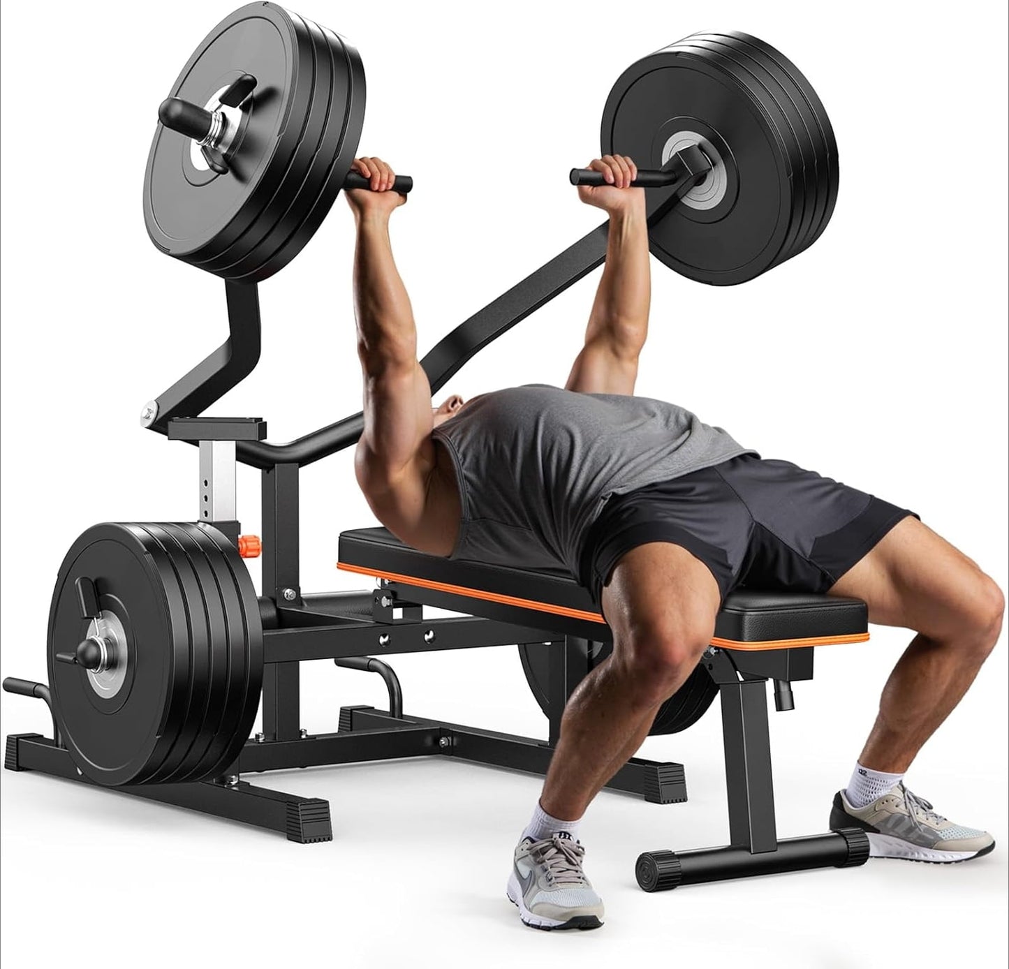 UPGO 1250 lb Chest Press Machine with Converging Arms & Adjustable Bench