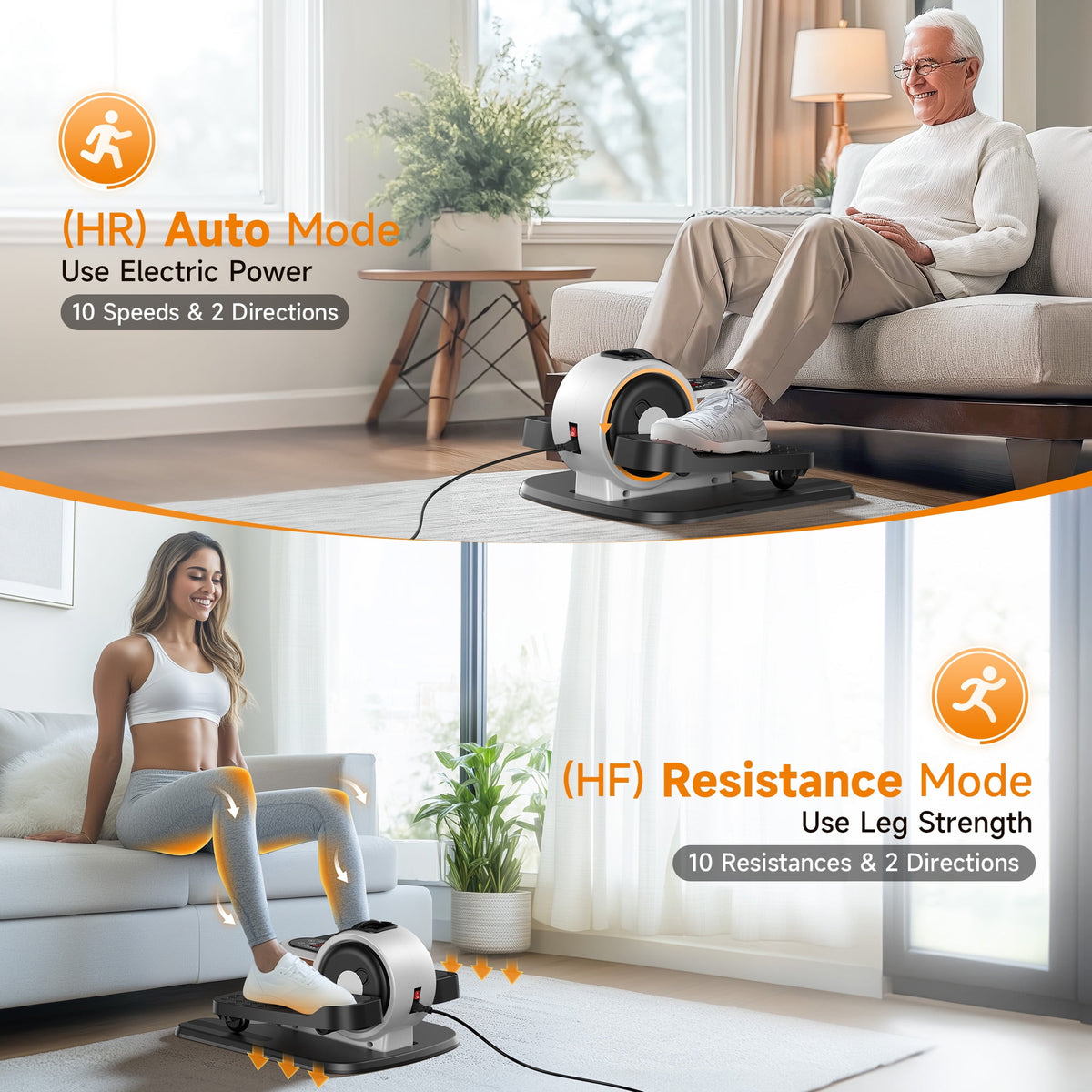 UPGO Under Desk Ellipticals Electric, Elipse Leg Exerciser Fully Assembled, Pedal Exerciser with Remote Control & Non-Slip Pedals Resistance & Speed