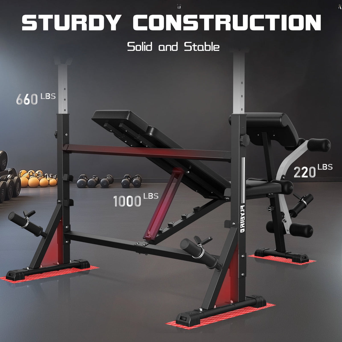 FLYBIRD Olympic Weight Bench with Rack,Adjustable Bench Press Set with Preacher Curl & Leg Developer,2450 LB Total Capacity