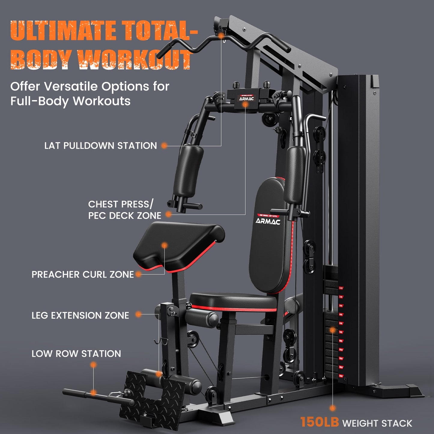 Home Gym, Workout Station for Leg Press with 150LBS Weight Stack