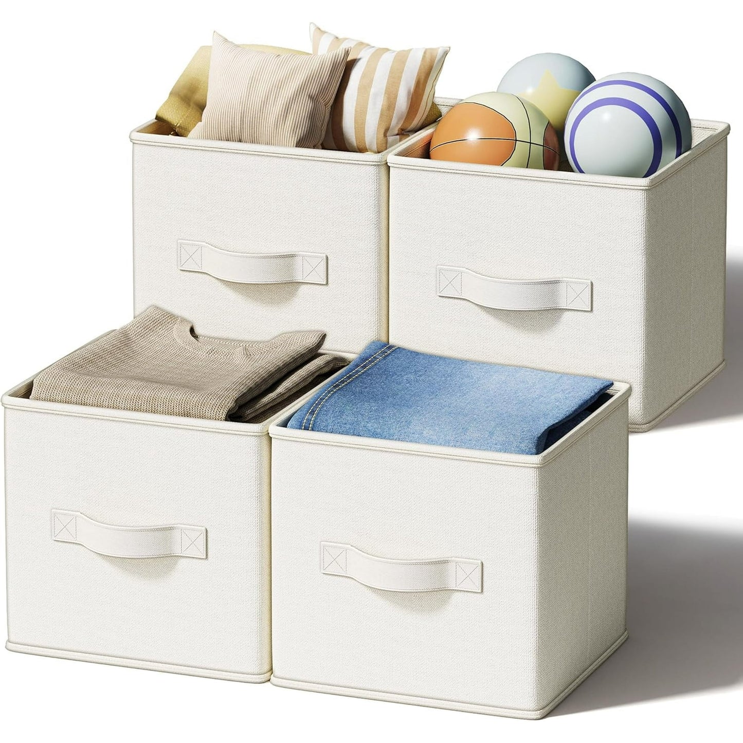 3 Pack Fabric Storage Bins for Shelves Closet Storage Bins Collapsible Closet Organizers for Clothes