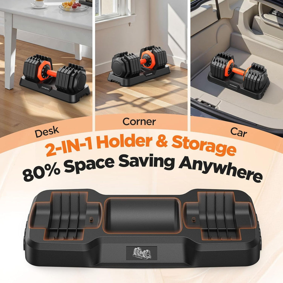 FED Fitness 2026 Updated Adjustable Dumbbells Set 55LB A Pair Dumbbells Weights, 10 in 1 Free Weights with Anti-Slip Handle, Suitable for Home Gym Exercise Equipment