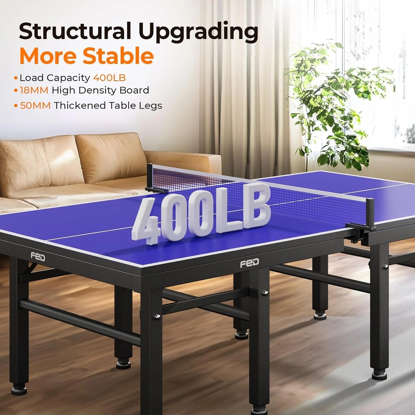 Ping Pong Table, 18mm Thick Tabletop Professional Ping Pong Table with Quick Clamp Net and ping Pong Paddle, Tournament Quality, 10 Minute Easy Assembly, Weatherproof Indoor & Outdoor