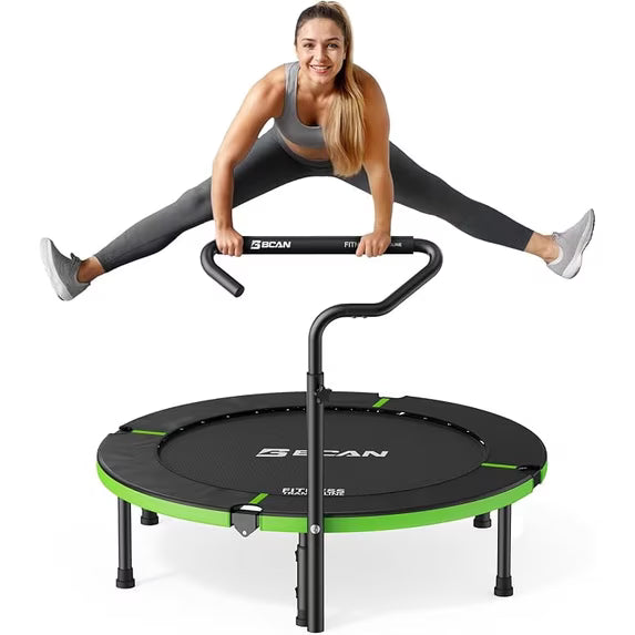 BCAN SP3 40" Foldable Mini Trampoline, Rebounder Trampoline for Adults, U/T Adjustable Foam Handle, Exercise Rebounder for Adults Indoor/Garden Workout