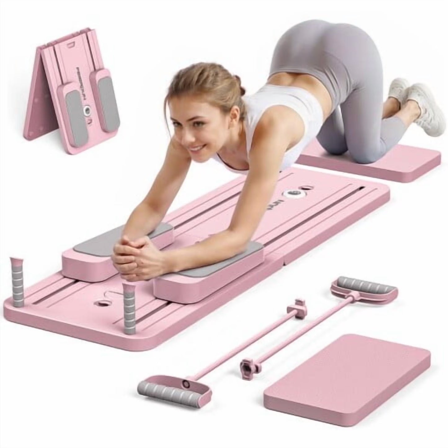 FEIERDUN 300 LBS Weight Capacity Multifunctional Fitness Board With Automatic Rebound, Core Training Ab Roller, Foldable Workout Machines - Full Body Workout Equipment, Home Pilates