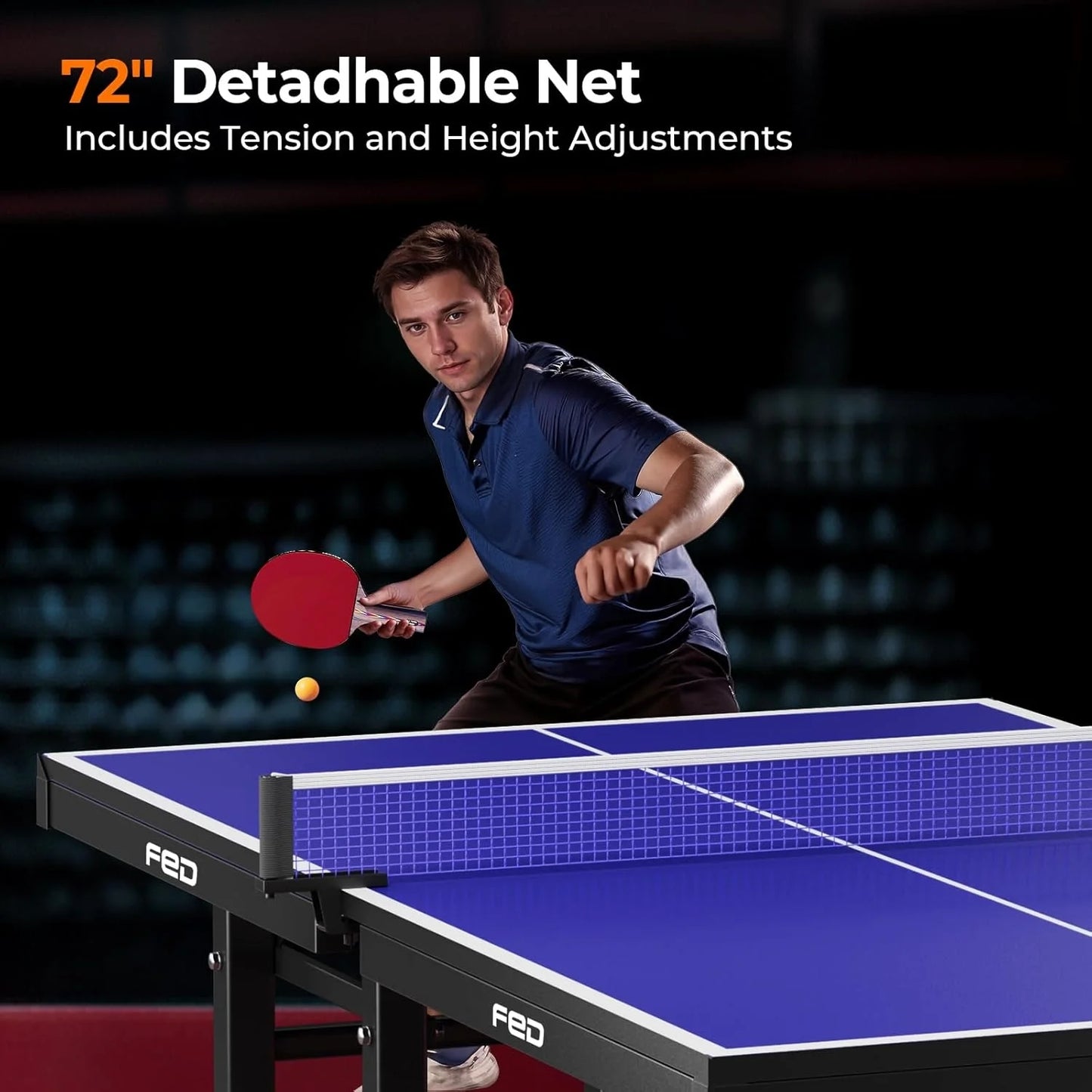 Ping Pong Table, 18mm Thick Tabletop Professional Ping Pong Table with Quick Clamp Net and ping Pong Paddle, Tournament Quality, 10 Minute Easy Assembly, Weatherproof Indoor & Outdoor