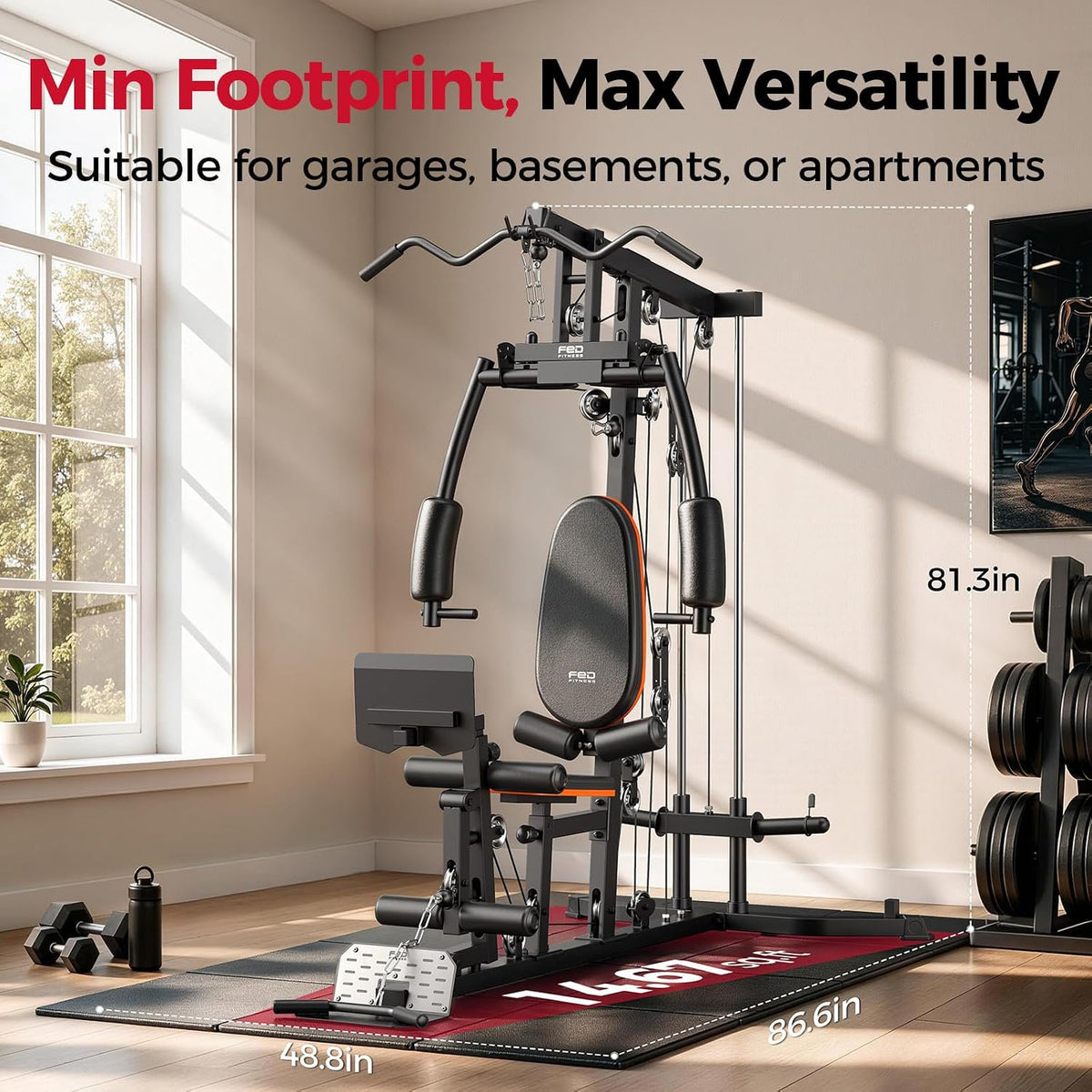 FED Fitness Full Body Home Gym Workout Machine with Pull-Up Bar, Dip Station, Push-Up Stand & Strength Training Accessories, Multi-Station Fitness Equipment for Home Strength Workout