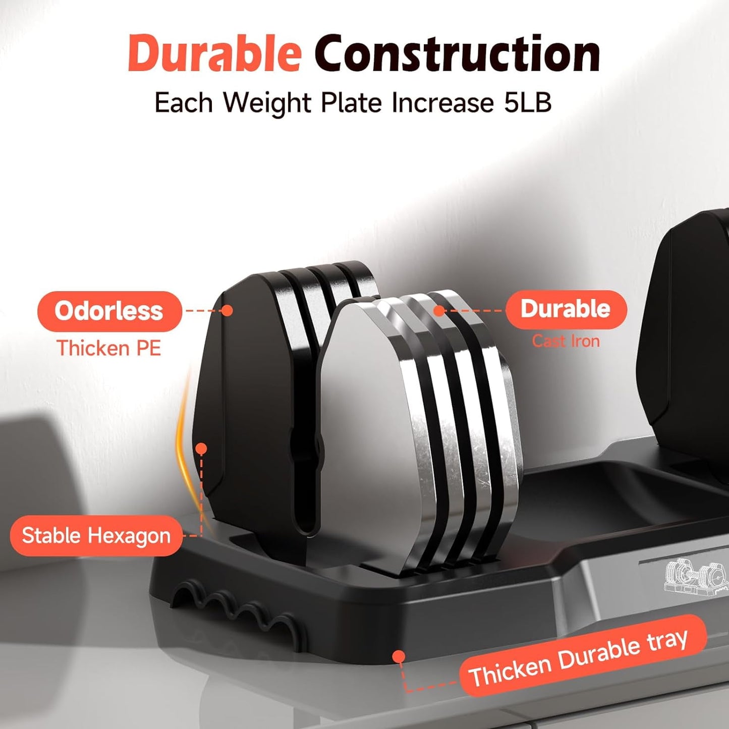 FED fitness Adjustable Dumbbells Set 25LB A Pair Dumbbells Weights, 5 in 1 Free Weights 5/10/15/20/25lb/50lb Dumbbell with Anti-Slip Handle, Suitable for Home Gym Exercise Equipment