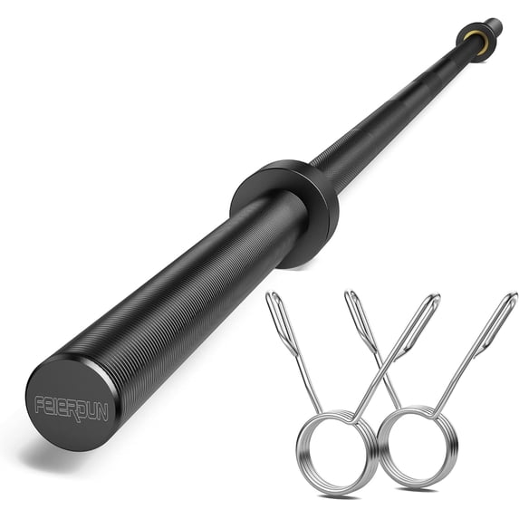 7FT Olympic Barbell(51 lbs, Black), 1900LBS Alloy Steel Strength Training Bar for Lifting, Deadlift / Powerlifting, Suitable for 2 inch Plates