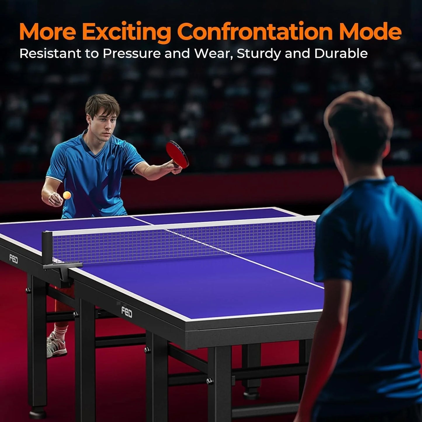 Ping Pong Table, 18mm Thick Tabletop Professional Ping Pong Table with Quick Clamp Net and ping Pong Paddle, Tournament Quality, 10 Minute Easy Assembly, Weatherproof Indoor & Outdoor