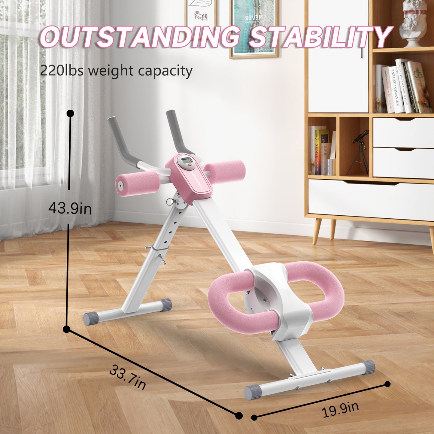 UPGO Foldable&Adjustable Ab Machine Full Body Workout for Home Gym, Core & Abdominal Trainer Fitness Equipment for Body Shaping with LCD Display, 220LBS Weight Capacity and 4 Incline angels