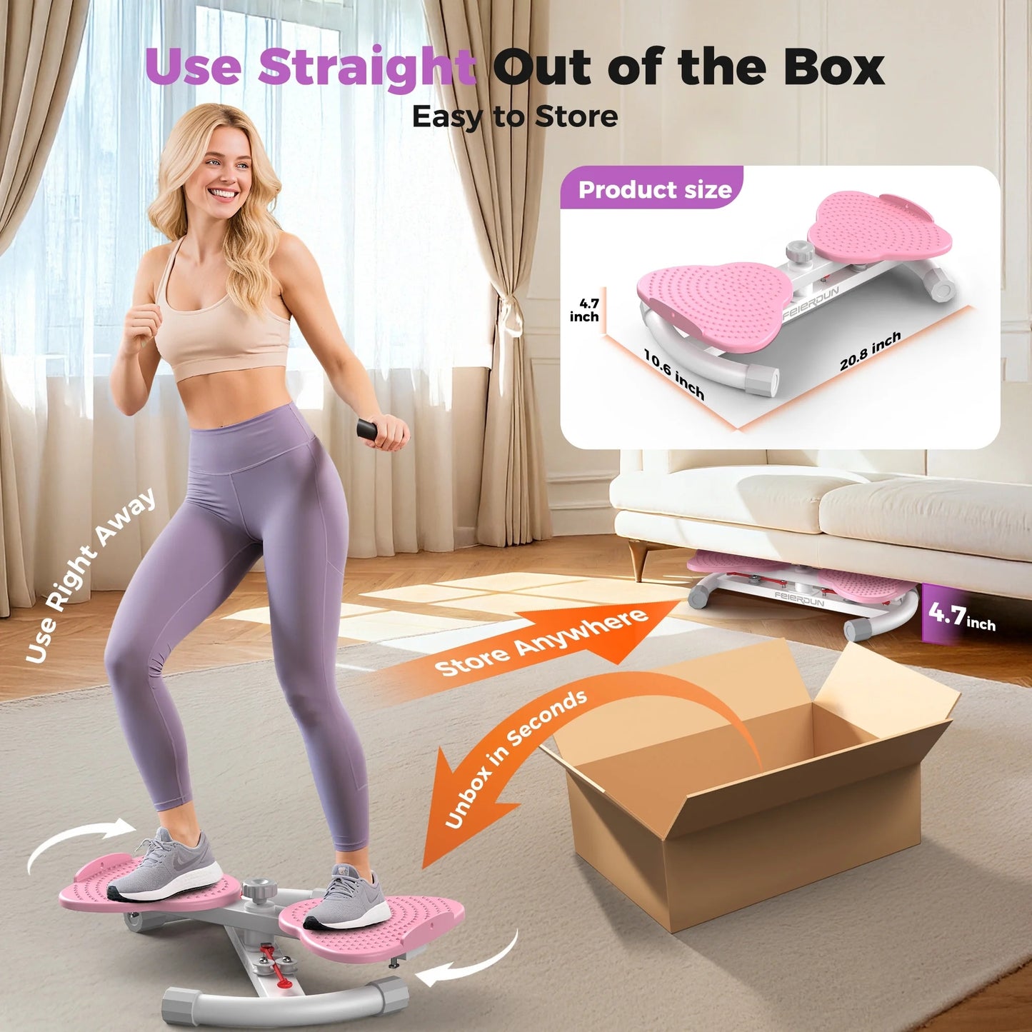 UPGO Exercise Twist Boards,Waist Twister Machine Exercise,Balance Board for Foot Massage and Weight Loss(Pink)