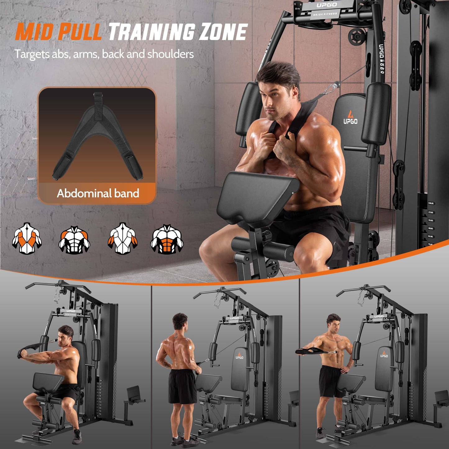 UPGO Home Gym Station, Workout Station with 154LBS Weight Stack, Equipment for All Body Training