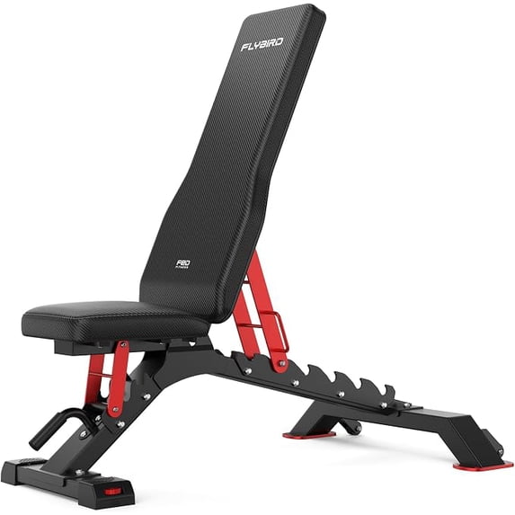 FED Fitness FLYBIRD WB7 1300LBS Adjustable Weight Bench – Heavy Duty Flat/Incline Bench Press for Home Gym & Commercial Use with 34'' Extra-Long Backrest and Easy-Roll Wheels