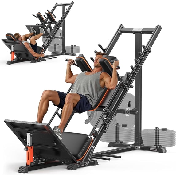 3‑in‑1 Leg Press Hack Squat Machine with Stretch Board – Adjustable Leg Press Machine for Home Gym with Full Range of Motion & Ultra-Quiet Pulley System