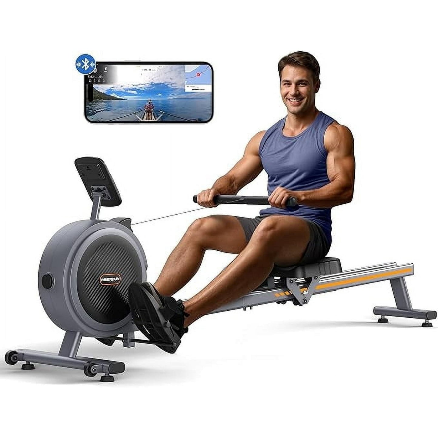 UPGO Dash Air Magnetic Rowing Machine for Home, Dual Air and Magnetic Resistance, APP Connectivity