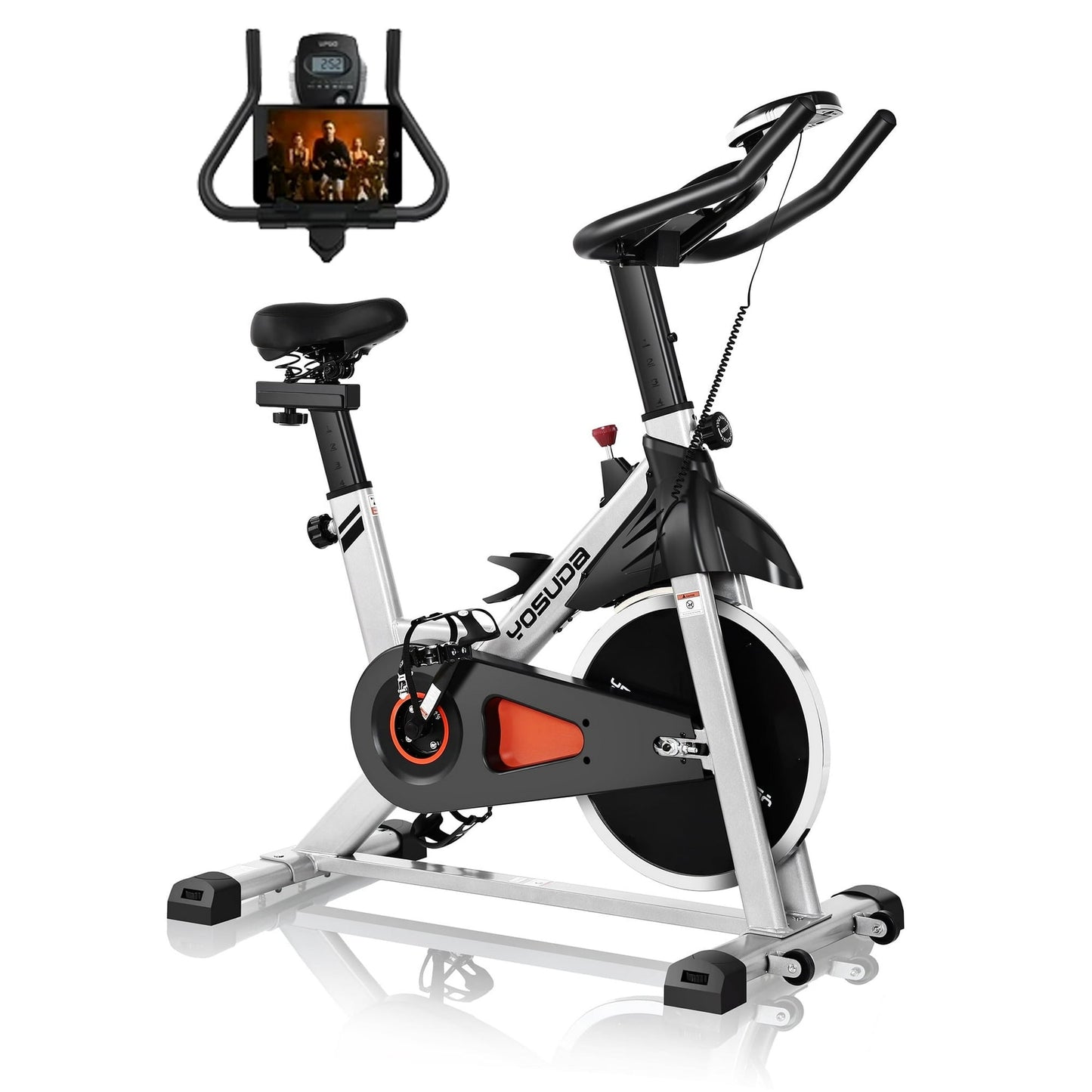 Indoor Cycling Bike Stationary Bike with 270lb Max Weight Exercise Bicycle with Ipad Mount & Comfortable Seat Cushion for Home Cardio Workout