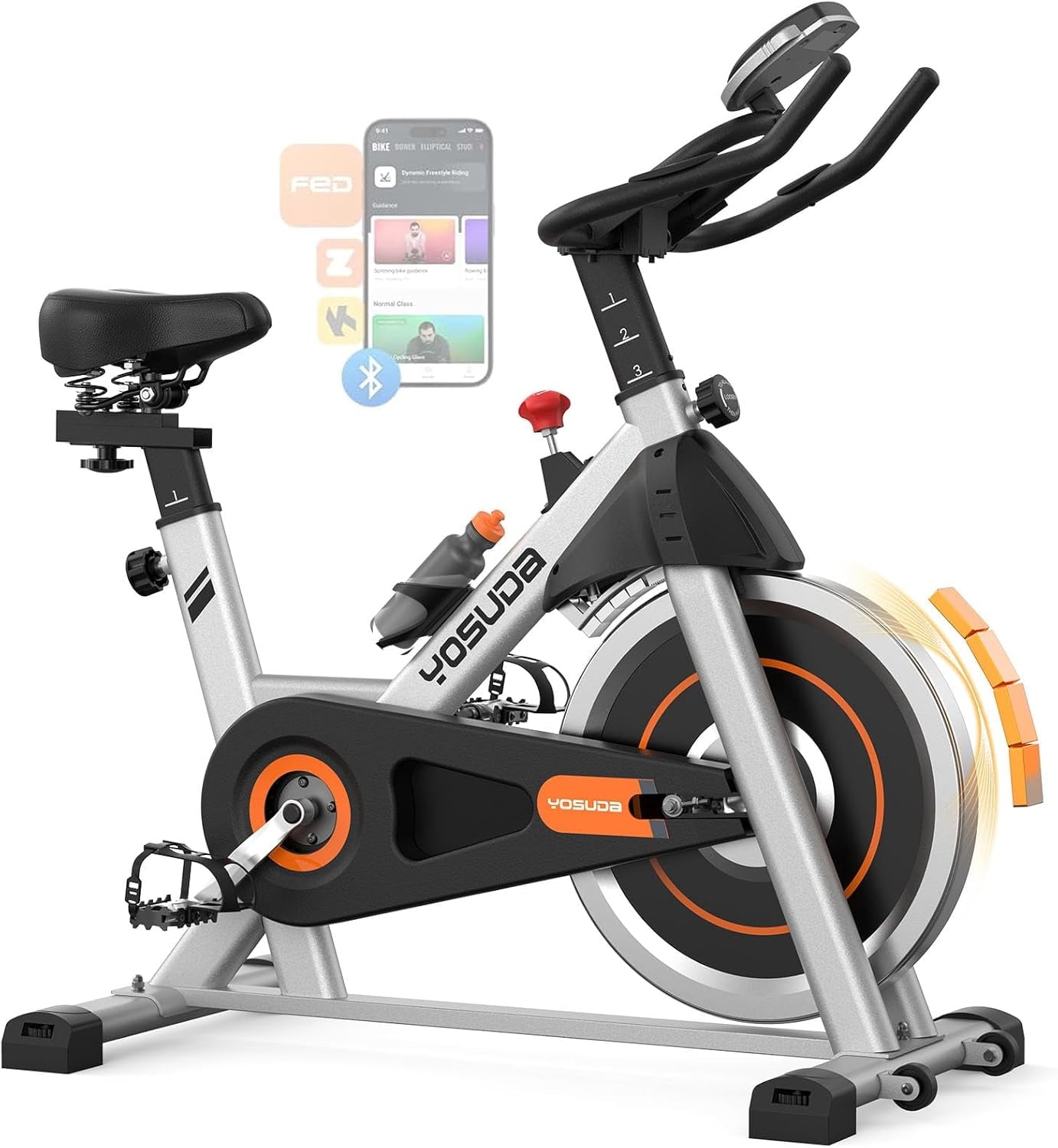 FED Fitness Magnetic Exercise Bike-Cycle Bike with Big IPad Holder & Comfortable Seat for Home/Gym Use