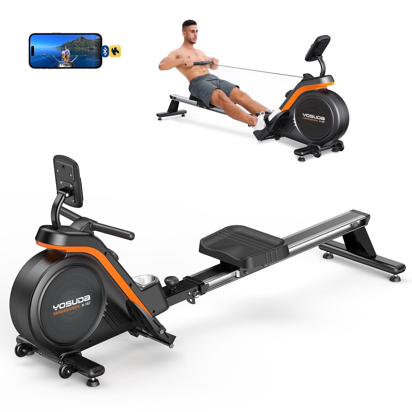 YOSUDA Magnetic Rowing Machine 350 lbs Weight Capacity - Foldable Rower for Home Use with LCD Monaitor, Tablet Holder and Comfortable Seat Cushion