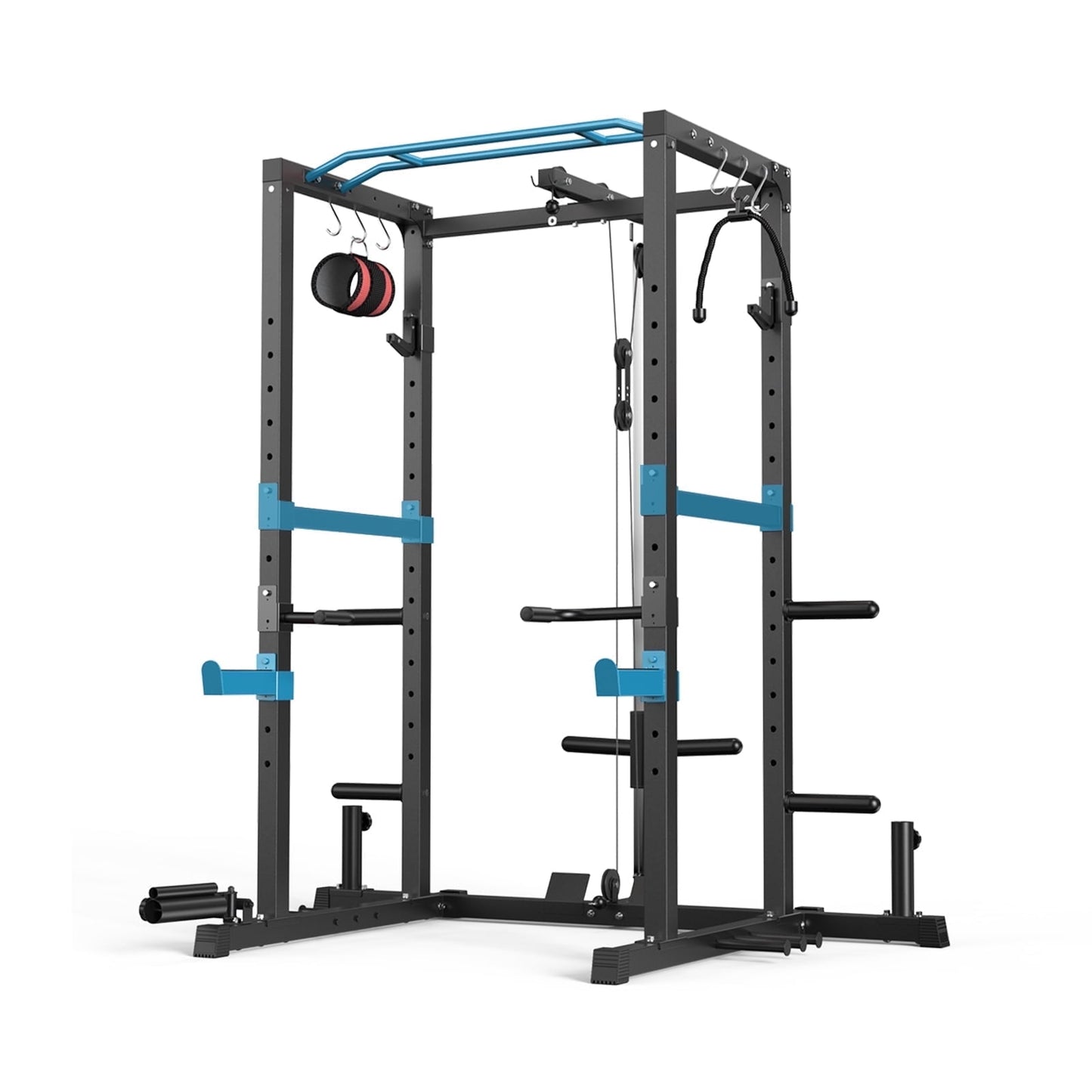 UPGO Power Cage,1200lbs Multi-Function Power Rack with Lat Pulldown and Pulley System and More Training Attachment, Weight Cage for Home Gym