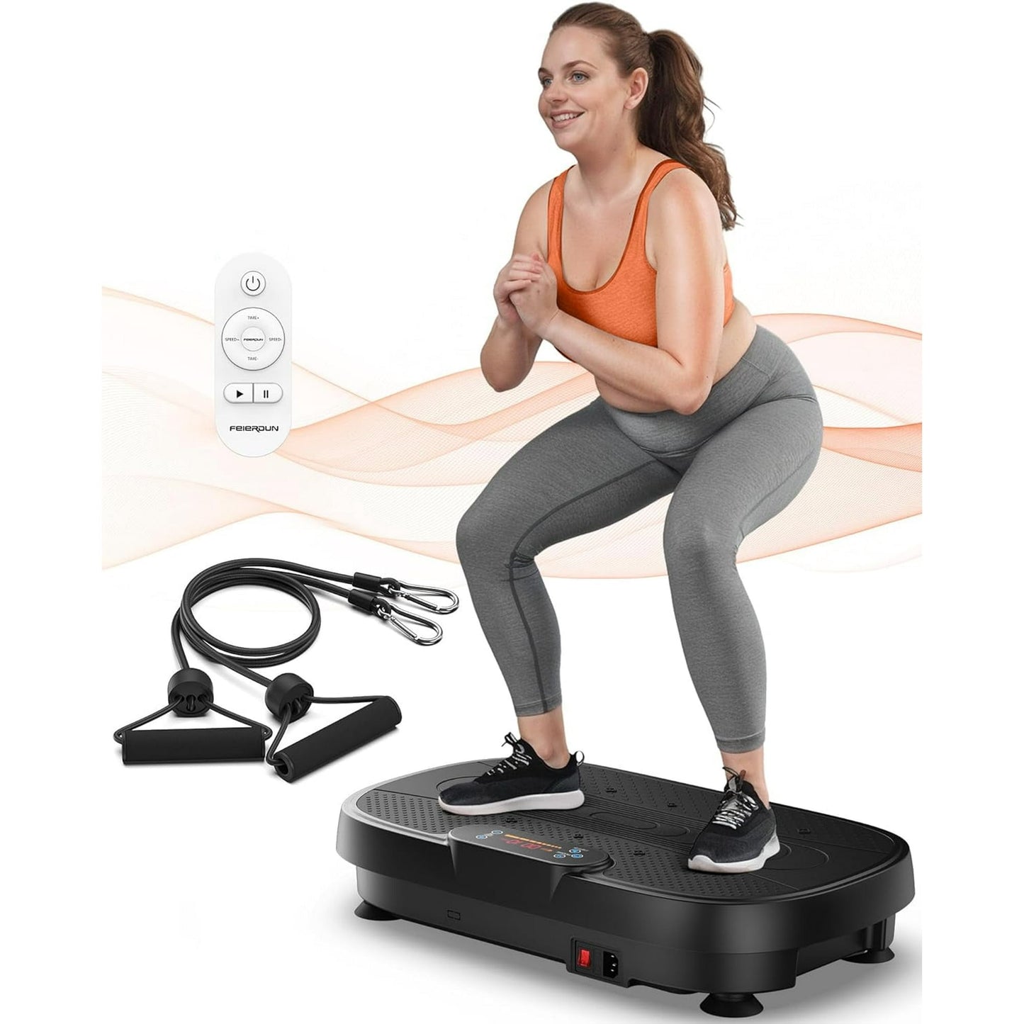 UPGO Vibration Plate, Whole Body Vibration Plate Exercise Machine for Lymphatic Drainage, Power Plate Vibration Plate w/ 2 Resistance Bands for Wellness and Fitness