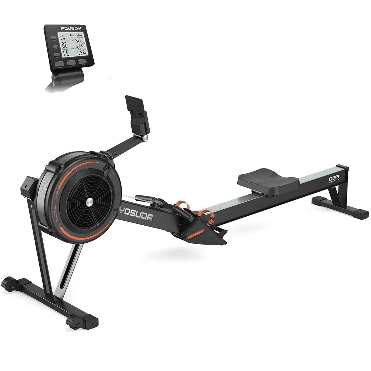 YOSUDA R2 Air Rowing Machine for Home Use, Adjustable Air Resistance Rower with Self-Powered Monitor, 53.7" Slide Rail, Ergonomic Seat & Easy Vertical Storage