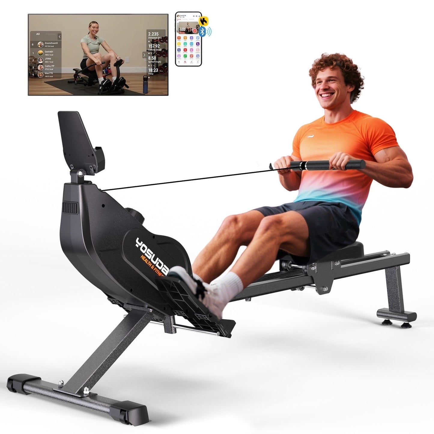 YOSUDA Rower Magnetic Rowing Machine for Home Use 350 lbs Max Weight Indoor Rower with 16 Level Adjustable Resistance Exercise Rower Ergonomic Seat & LCD Monitor Cardio Exercise Training