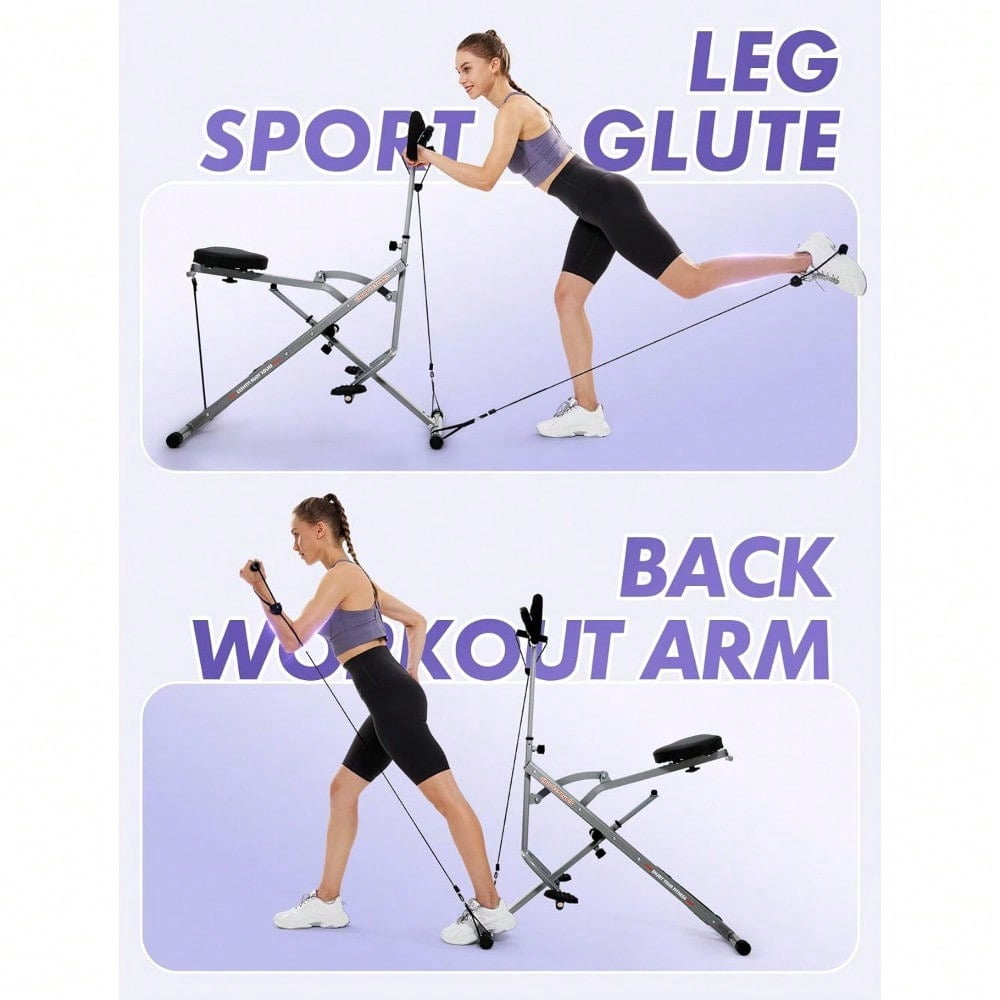 Sportsroyals Gray Squat Machine For Home,Rodeo Core Exercise Machine,330lbs Foldable,Adjustable 4 Resistance Bands,Ride & Rowing Machine For Botty Glutes Butt Thighs,Ab Back/Leg Press Hip Thrust