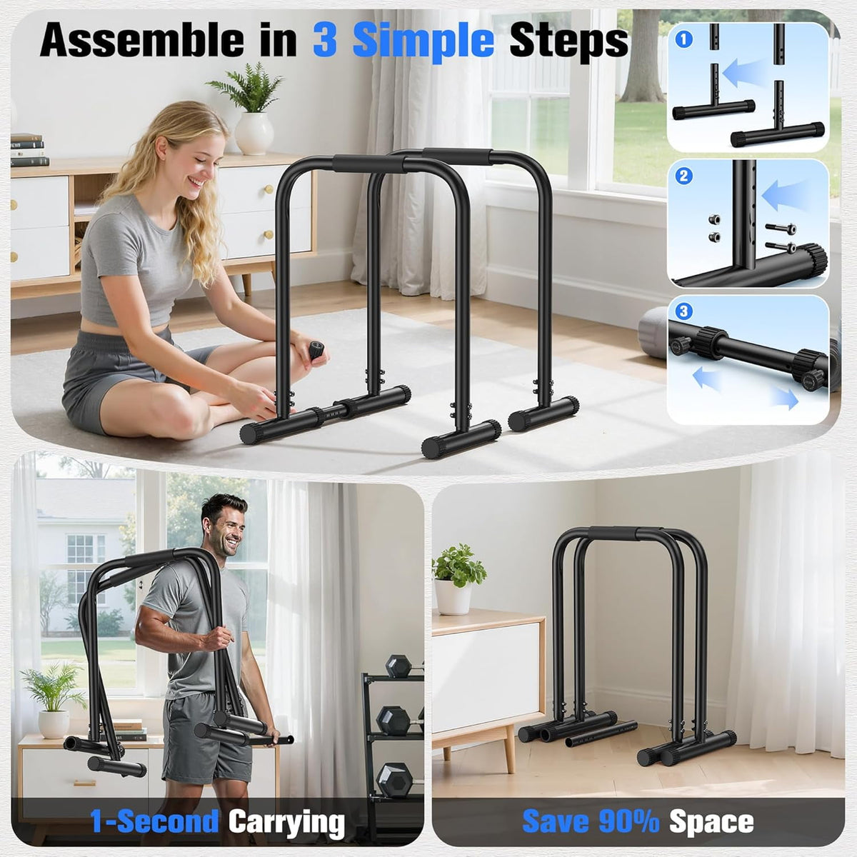 FED Fitness Sportsroyals Adjustable Dip Bar Station, 400LBS Heavy Duty Parallel Dip Stand, Home Gym Upper Body Calisthenics Equipment