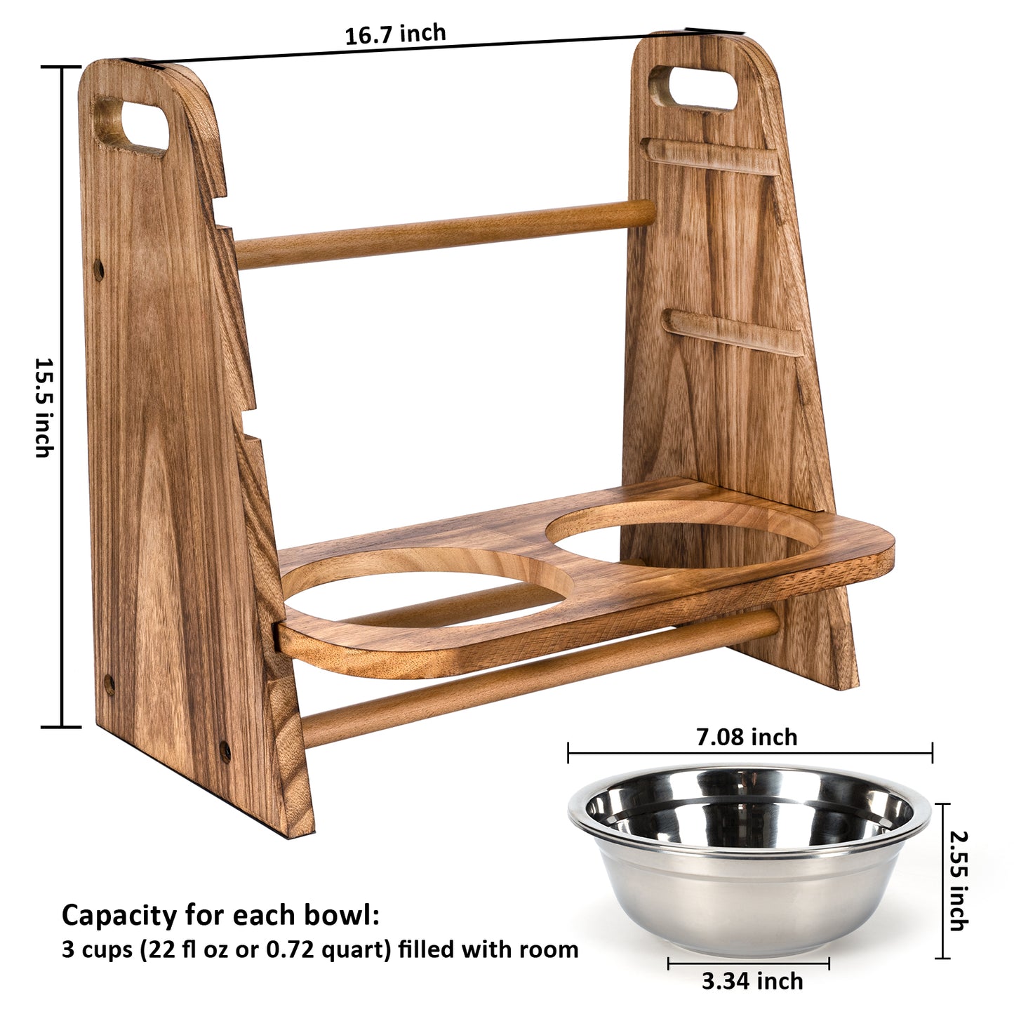 WAYPLUS Dog Bowls,3 Layers Adjustable Height, Elevated Dog Bowl Pet Feeder