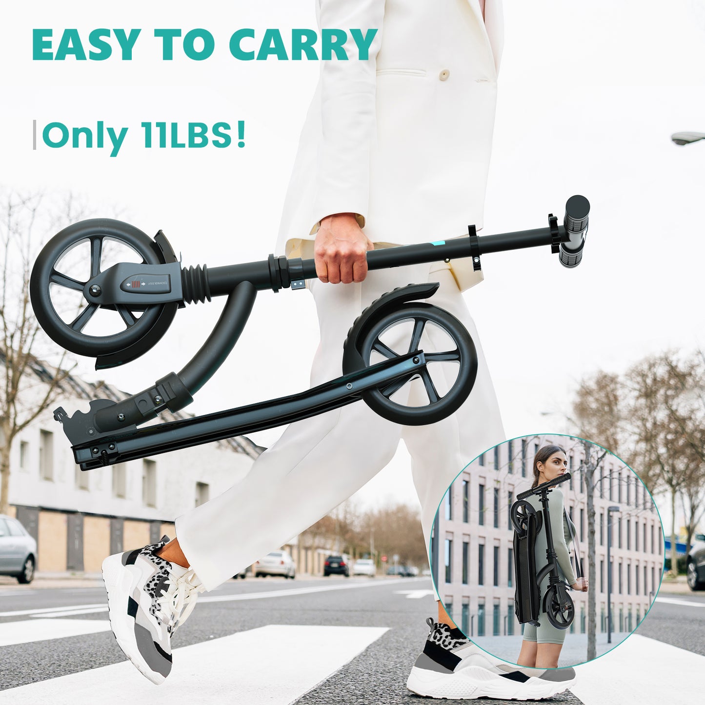 WAYPLUS Kick Scooter for Teens & Adults