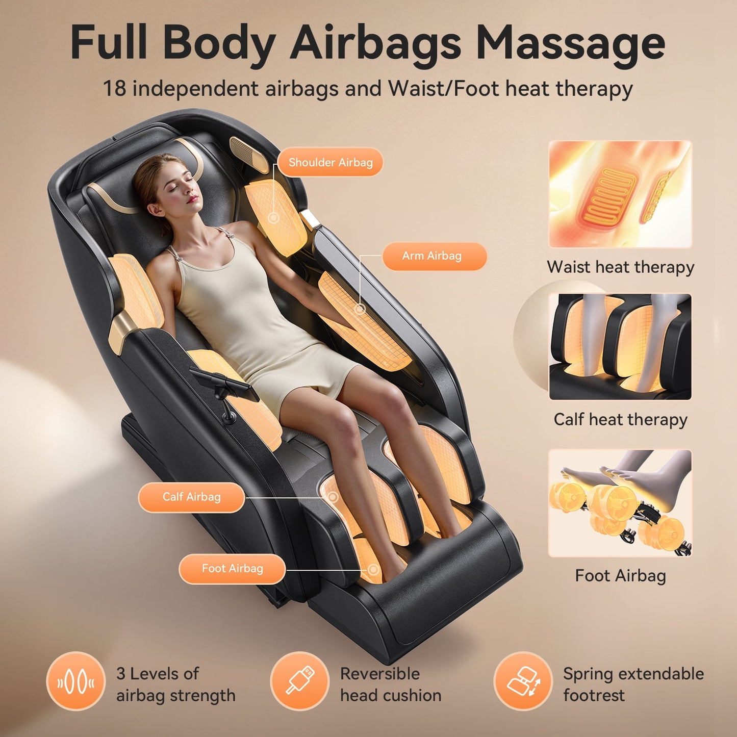 4D Massage Chair Full Body,Zero Gravity Massage Chair with Heat and Foot Massage,Full Body Massage Recliner Chair with Airbags, Kneading, Bluetooth, LCD Touch Control