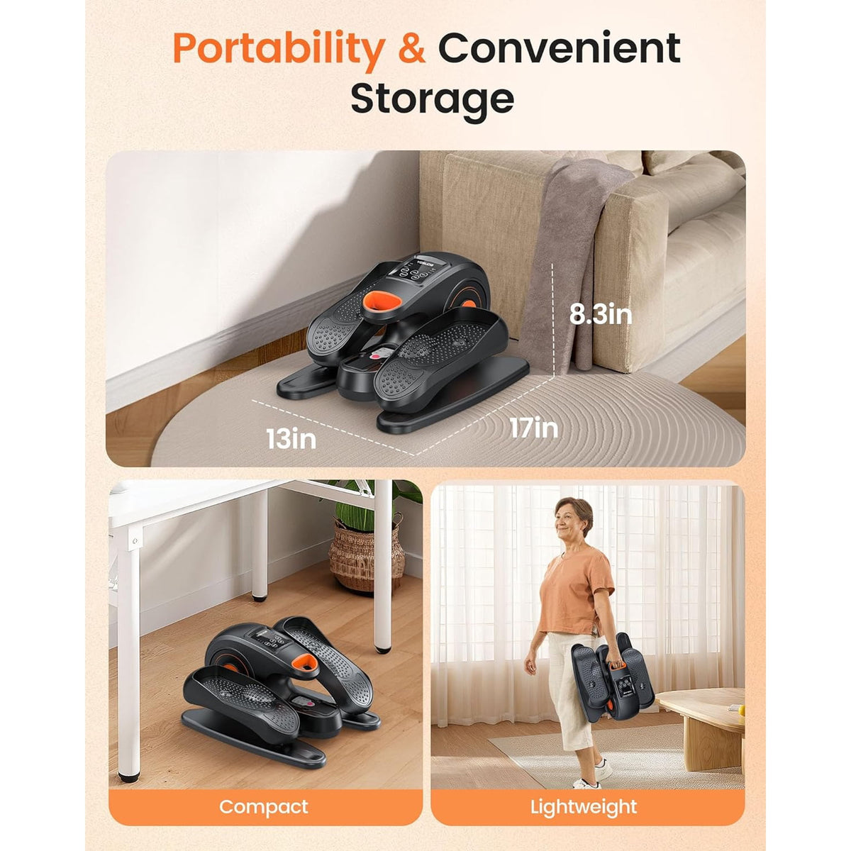 YOSUDA Under Desk Ellipticals Electric, Elipse Leg Exerciser for Seniors Fully Assembled, Seated Pedal Exerciser with Remote Control & Non-Slip Pedals