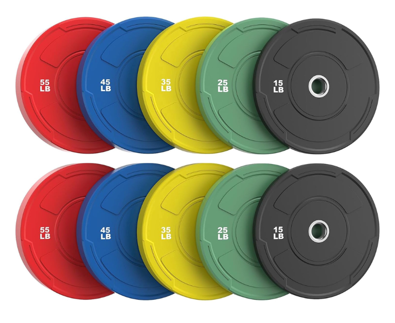 2-Inch Olympic Bumper Plates Set, Colored Virgin Rubber Weight Barbell Plates for Strength Training, Home Gym Weightlifting