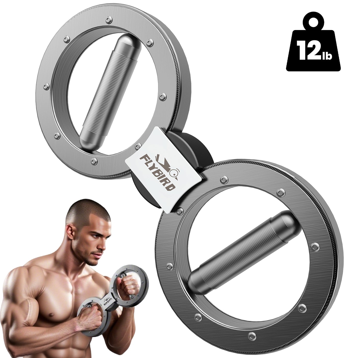 FLYBIRD 2-in-1 Twister Arm Trainer with Ab Roller Wheel, Adjustable 22-440lbs Hydraulic Power Chest, Shoulders, Forearm, Triceps &amp; Core Muscle Strengthener (Includes Backpack & Pad)