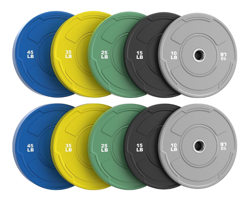2-Inch Olympic Bumper Plates Set, Colored Virgin Rubber Weight Barbell Plates for Strength Training, Home Gym Weightlifting