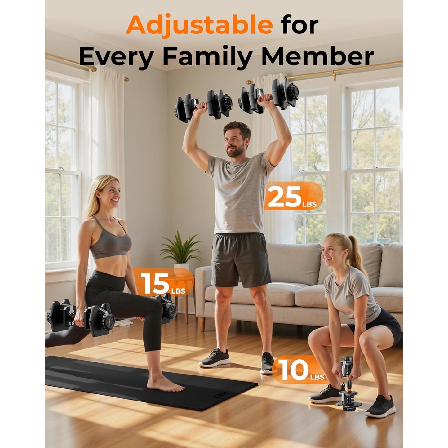 15-in-1 Adjustable Dumbbell Set, 105lb Weight Set Dumbbells with Storage Box, Quick Adjust Free Weight with Non-slip Handles Dumbbells for Home Gym Exercise Strength Training