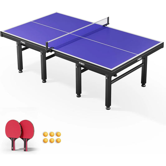 Ping Pong Table, 18mm Thick Tabletop Professional Ping Pong Table with Quick Clamp Net and ping Pong Paddle, Tournament Quality, 10 Minute Easy Assembly, Weatherproof Indoor & Outdoor