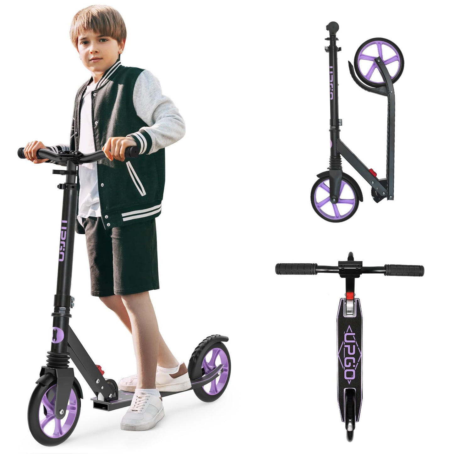 UPGO Kick Scooter for Ages 6+, Kids, Teens & Adults, 240 LB Max Load, Foldable, 8-Inch Wheels