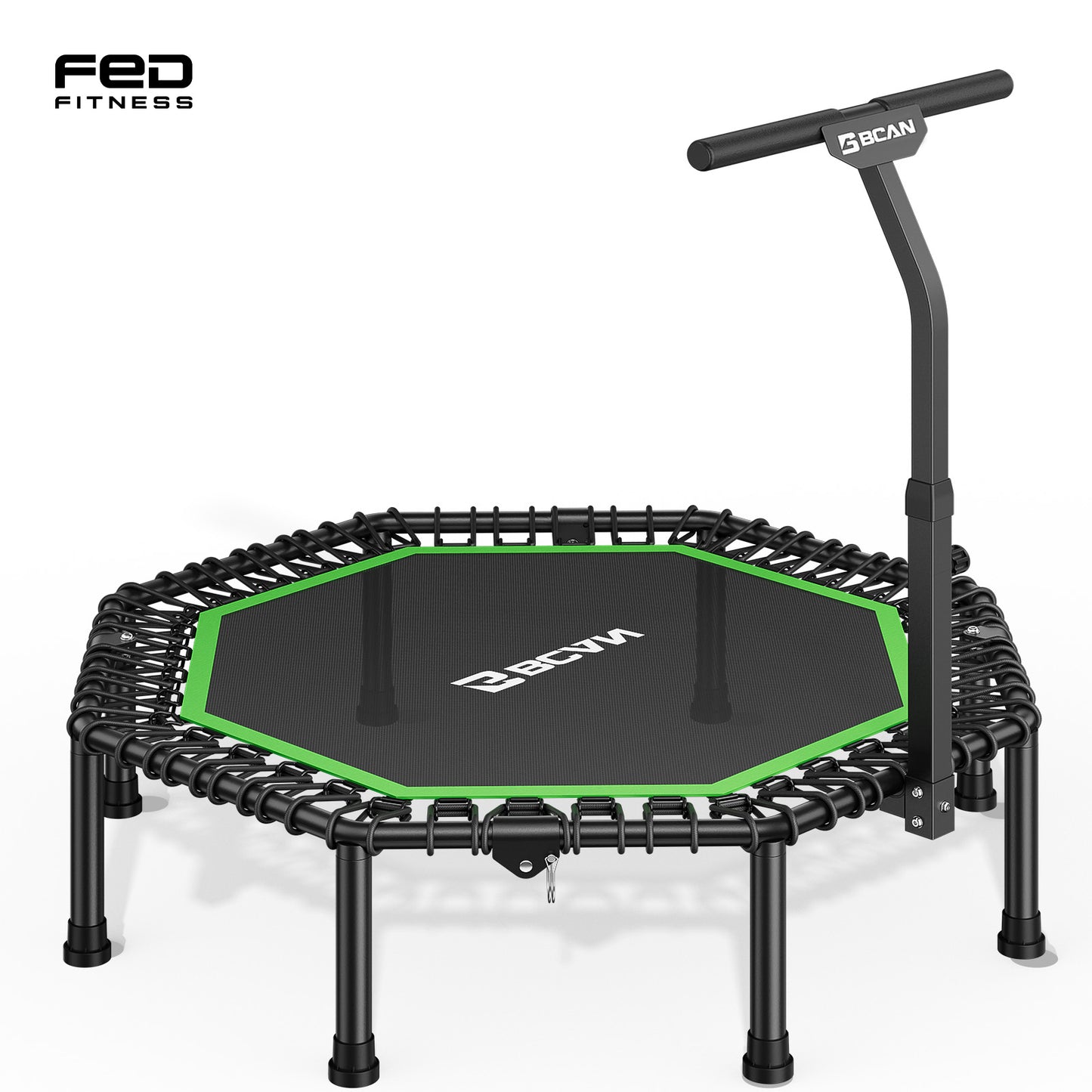 BCAN BT3 51" Octagonal Rebounder Trampoline for Adults, 450LBS Max Load Fitness Trampoline with Large Jumping Area, Silent Bungee Mini Trampoline with T-Adjustable Handle for Home Gym
