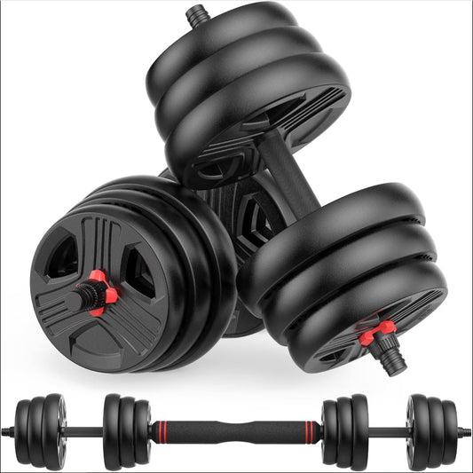 Adjustable Dumbbells, 30lbs Free Weights Dumbbells Convertible 2 or 3 in 1 Set Used as Barbell, Kettlebells, A Pair of Lightweight for Home Gym
