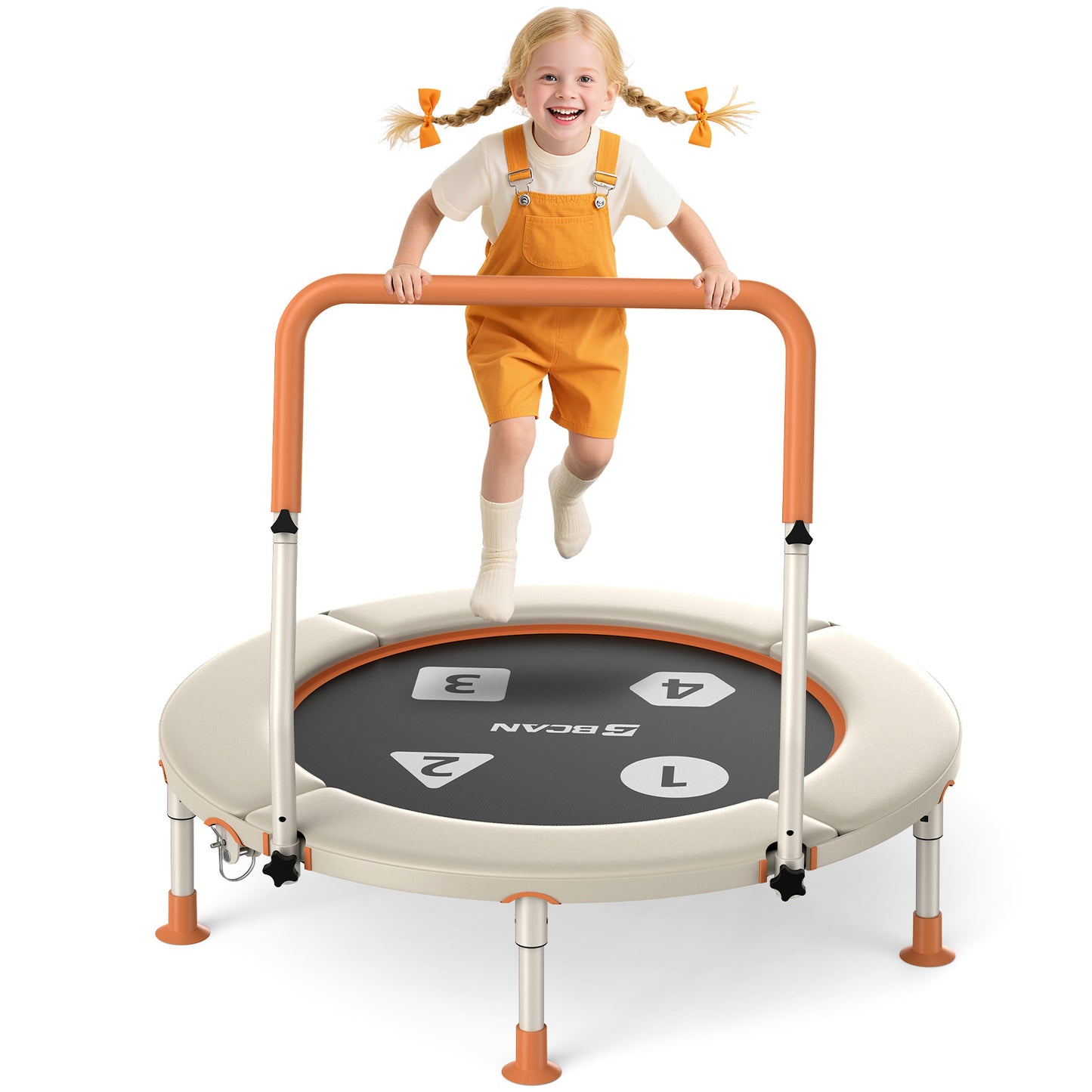 BCAN 36inch Mini Toddler Trampoline for Kids Ages 1-6 Indoor Outdoor Folding Small Rebounder Trampoline with Foam Handle Safety Padded Cover, Gift for Boy and Girl