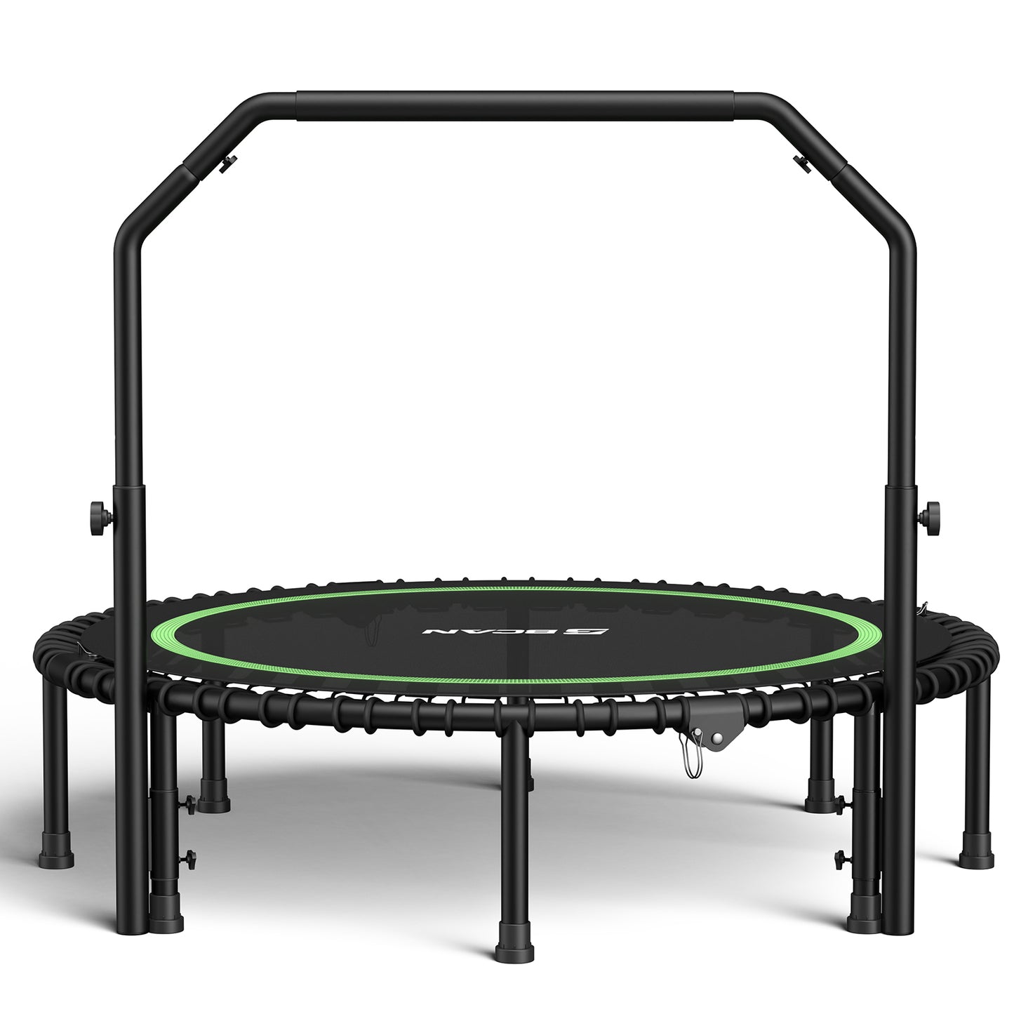 48" Adult Fitness Trampoline with Bungees, U Shape Adjustable Foam Handle, Stable & Quiet Exercise Rebounder,Indoor/Outdoor Workout