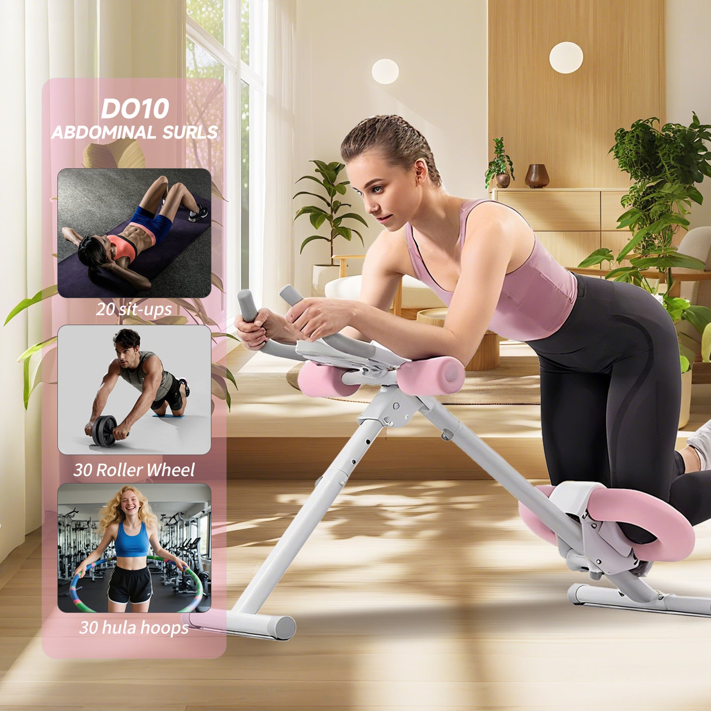 UPGO Foldable&Adjustable Ab Machine Full Body Workout for Home Gym, Core & Abdominal Trainer Fitness Equipment for Body Shaping with LCD Display, 220LBS Weight Capacity and 4 Incline angels