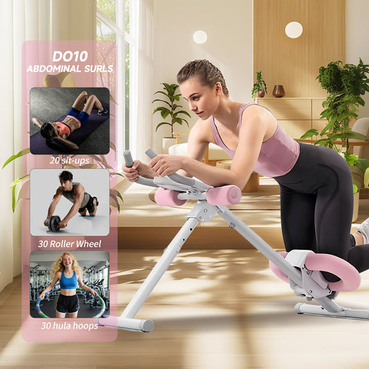 UPGO Foldable&Adjustable Ab Machine Full Body Workout for Home Gym, Core & Abdominal Trainer Fitness Equipment for Body Shaping with LCD Display, 220LBS Weight Capacity and 4 Incline angels