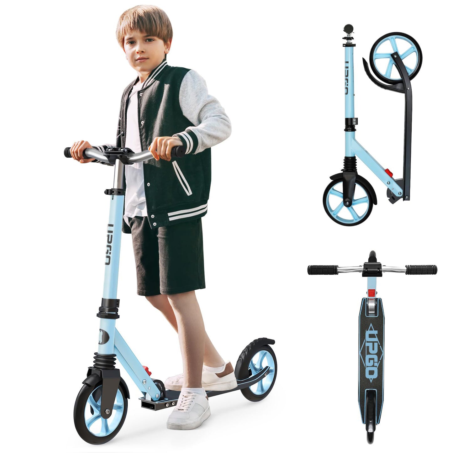 UPGO Kick Scooter for Ages 6+, Kids, Teens & Adults, 240 LB Max Load, Foldable, 8-Inch Wheels