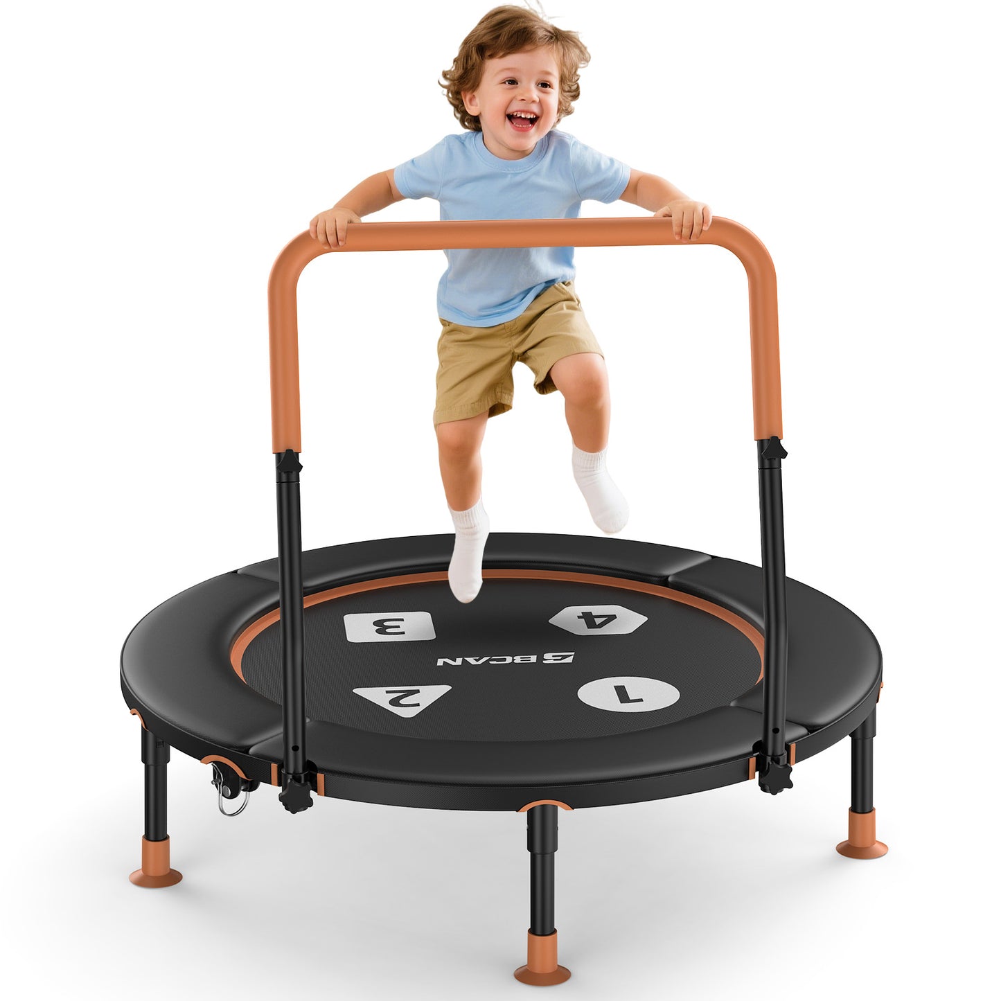 BCAN 36inch Mini Toddler Trampoline for Kids Ages 1-6 Indoor Outdoor Folding Small Rebounder Trampoline with Foam Handle Safety Padded Cover, Gift for Boy and Girl