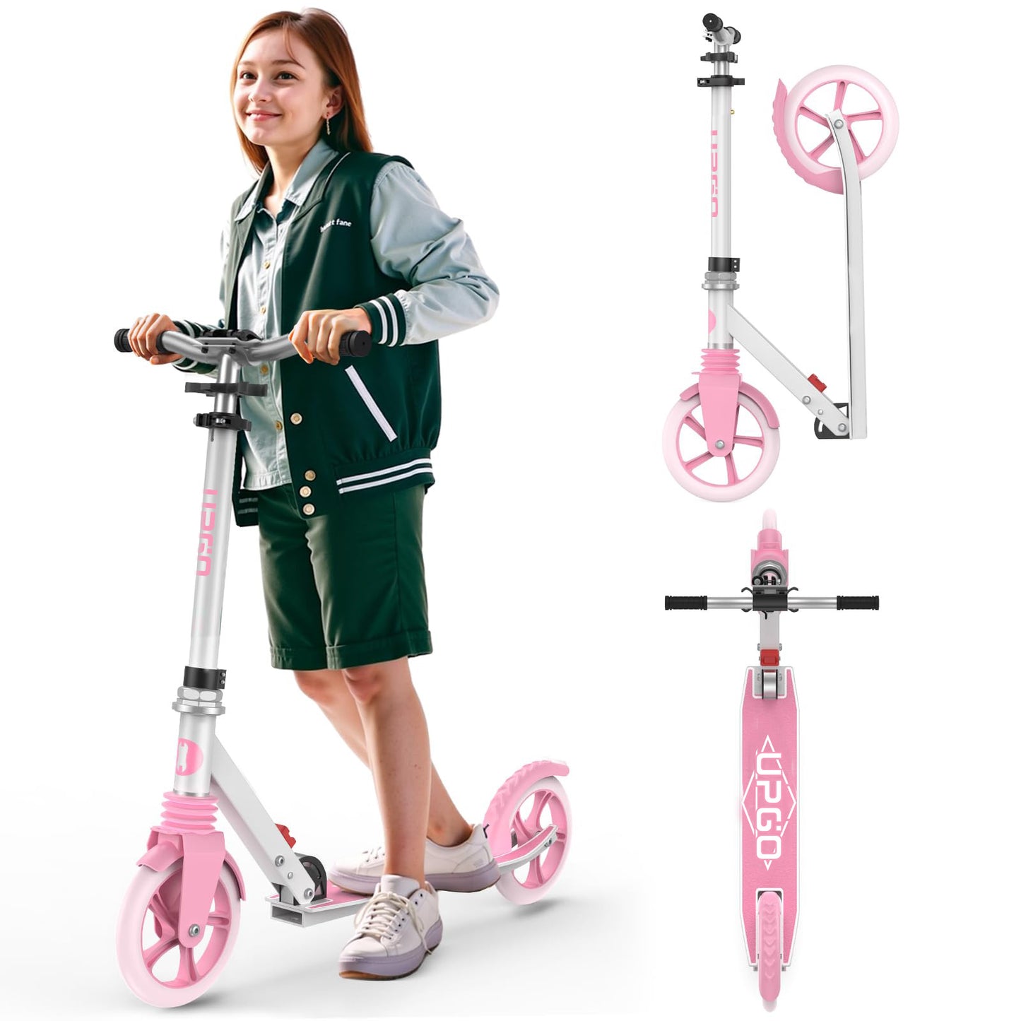 UPGO Kick Scooter for Ages 6+, Kids, Teens & Adults, 240 LB Max Load, Foldable, 8-Inch Wheels