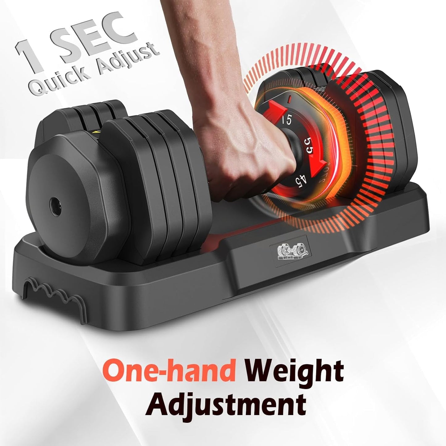 UPGO 55LB Adjustable Dumbbells Single,15LB to 55LB Hex Adjustable Dumbbells of 2 Anti-Slip Handle, Suitable for Home Gym Exercise Equipment