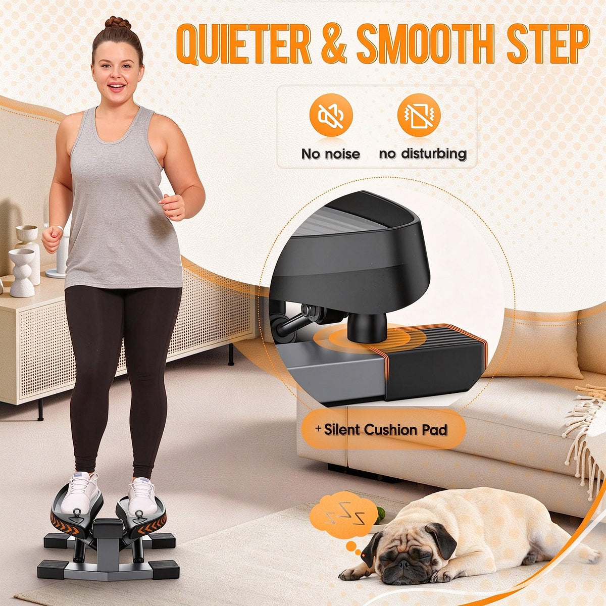 FED Fitness Sportsroyals Mini Stepper Exercise Machine Stair Stepper with Resistance Band and 330 lb Weight Capacity